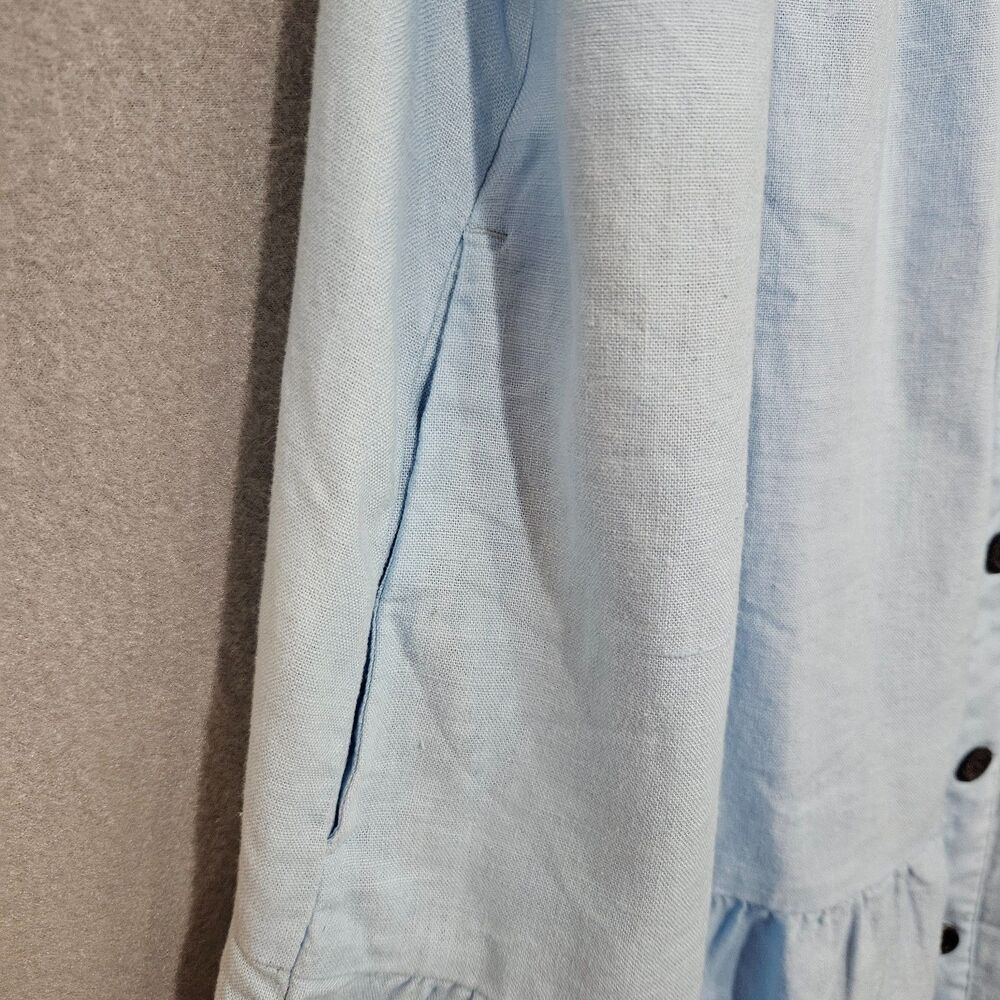 NWT J.Crew Linen Summer Dress Loose Fit Tiered Babydoll Mid Thigh Powder Blue - Picture 6 of 12